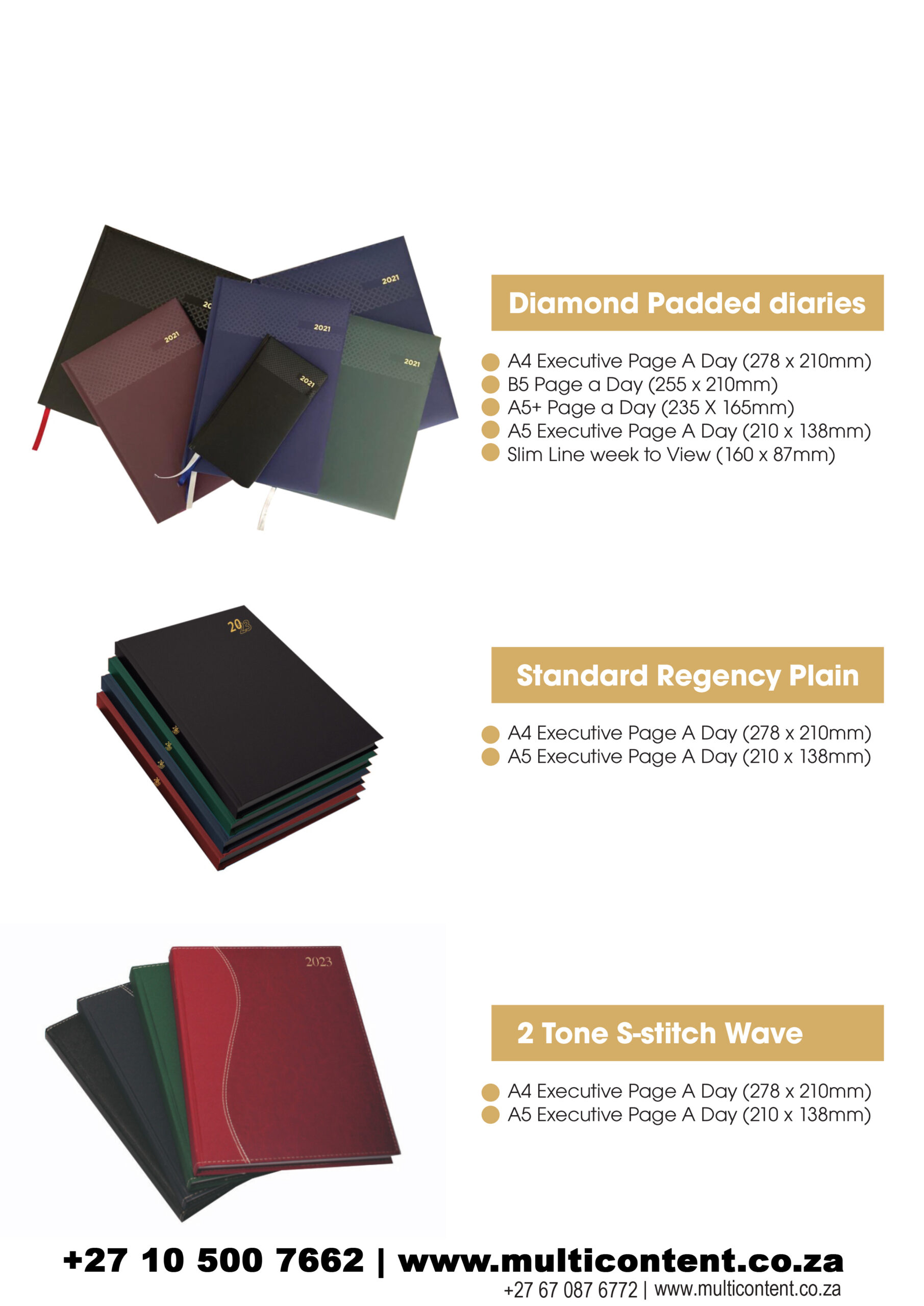 Diamond Padded Diaries and 2 tone s stitch diary
